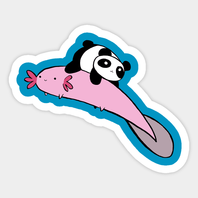 Little Panda and Big Axolotl Sticker by saradaboru